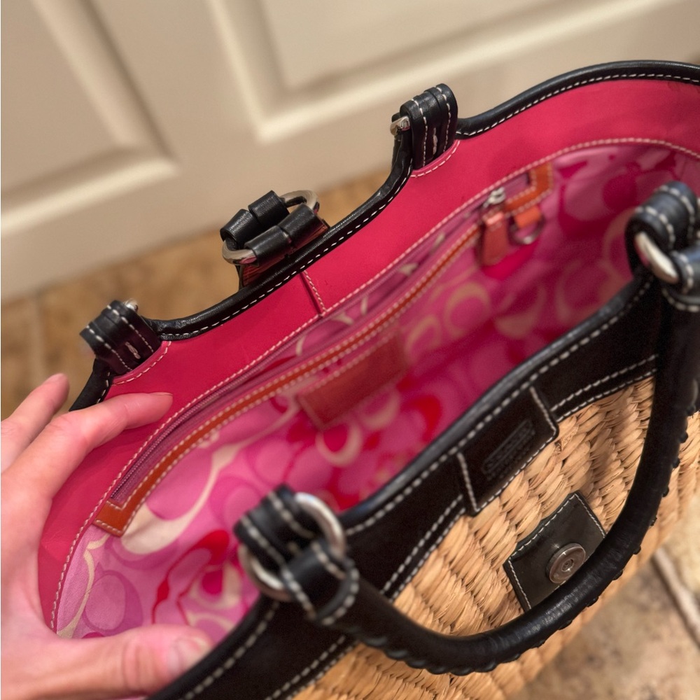 Coach Vintage Wicker Basket Purse with Black Leather Accents - Picture 6 of 9